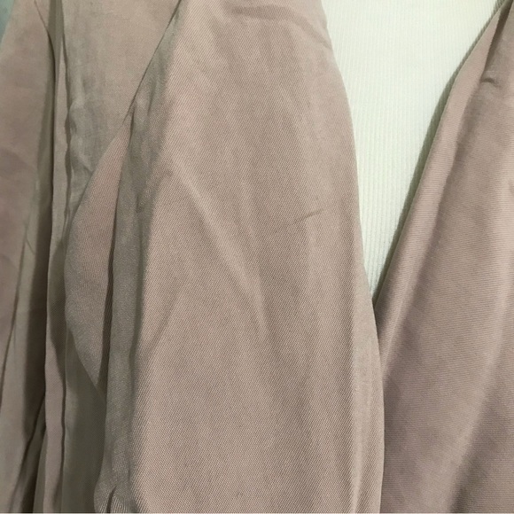 Express Dusty Mauve Open Drape Front Longline Duster Coat Belted Size Large - Picture 4 of 8